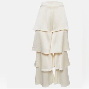 Alexis Tiered Satan Pants in Navy